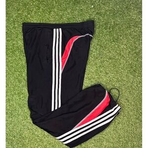 Vintage Adidas Y2K Track Pants Red Black White 3-Stripes Unisex‎ Size Small